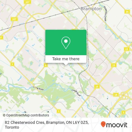 82 Chesterwood Cres, Brampton, ON L6Y 0Z5 map