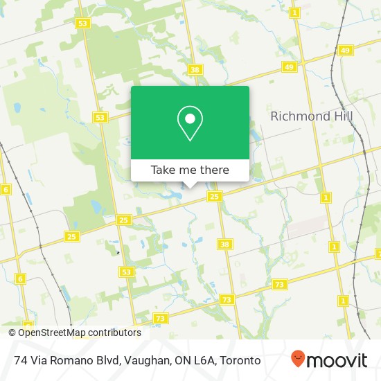74 Via Romano Blvd, Vaughan, ON L6A map