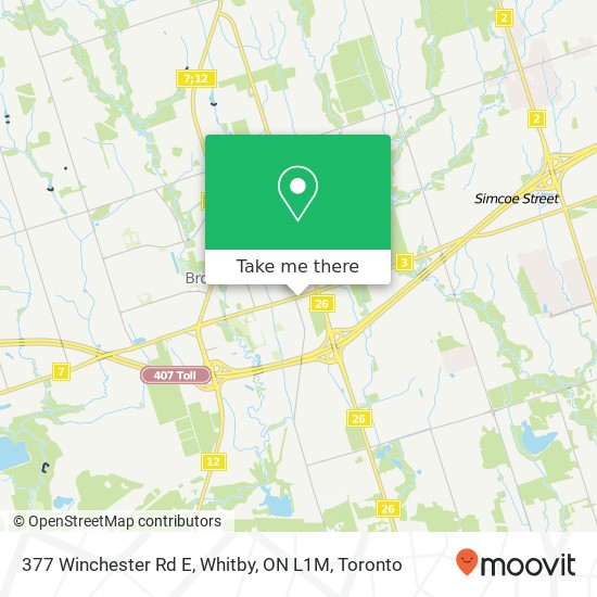 377 Winchester Rd E, Whitby, ON L1M map