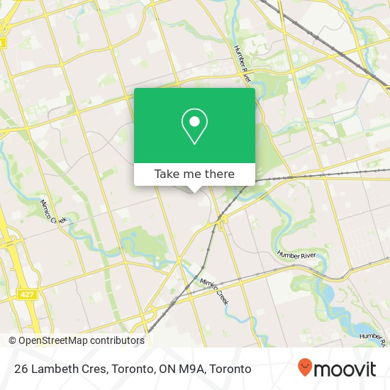 26 Lambeth Cres, Toronto, ON M9A map