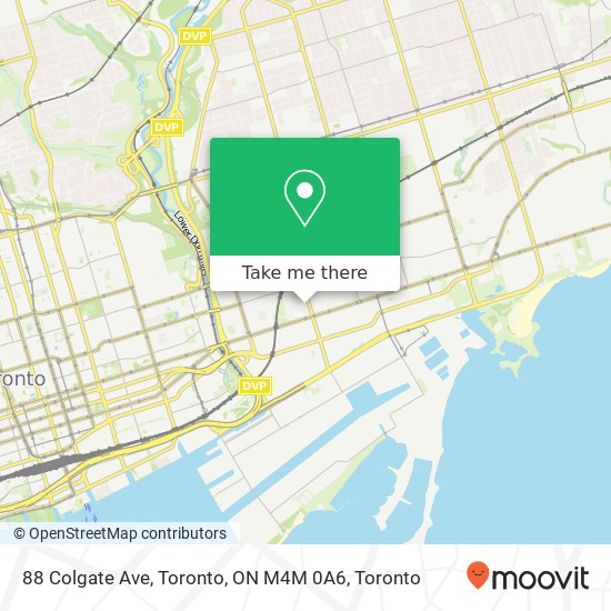 88 Colgate Ave, Toronto, ON M4M 0A6 map
