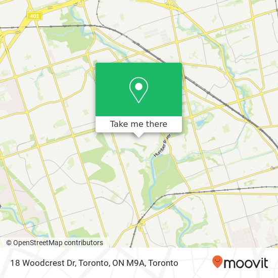 18 Woodcrest Dr, Toronto, ON M9A map