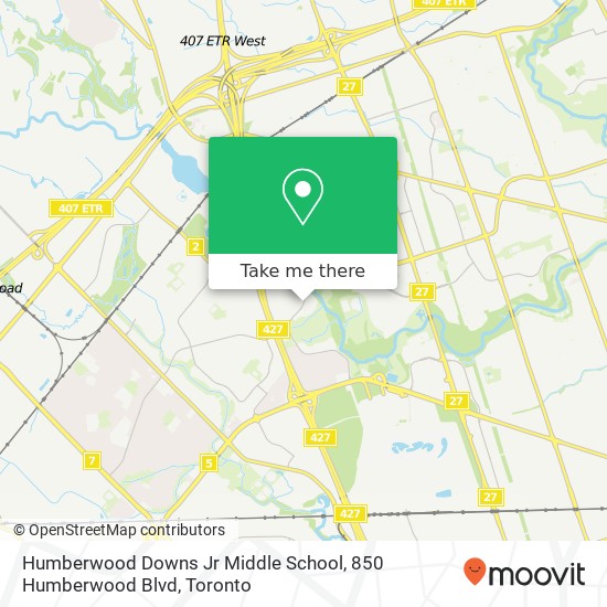 Humberwood Downs Jr Middle School, 850 Humberwood Blvd map