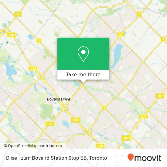Dixie - zum Bovaird Station Stop EB map