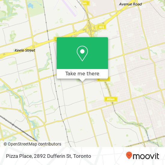 Pizza Place, 2892 Dufferin St map