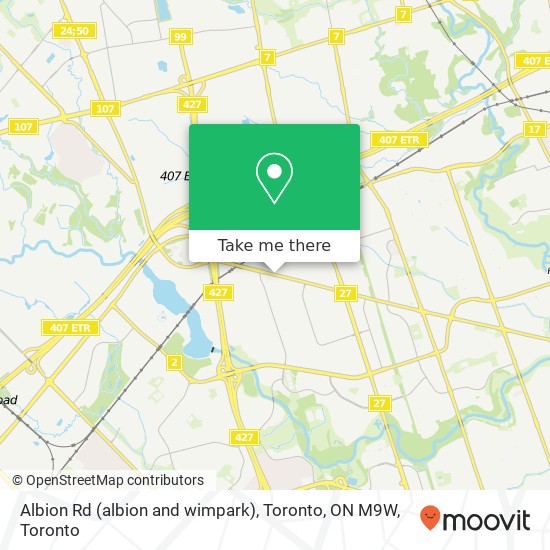 Albion Rd (albion and wimpark), Toronto, ON M9W map