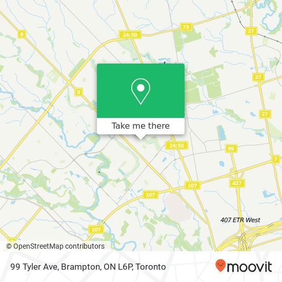 99 Tyler Ave, Brampton, ON L6P map