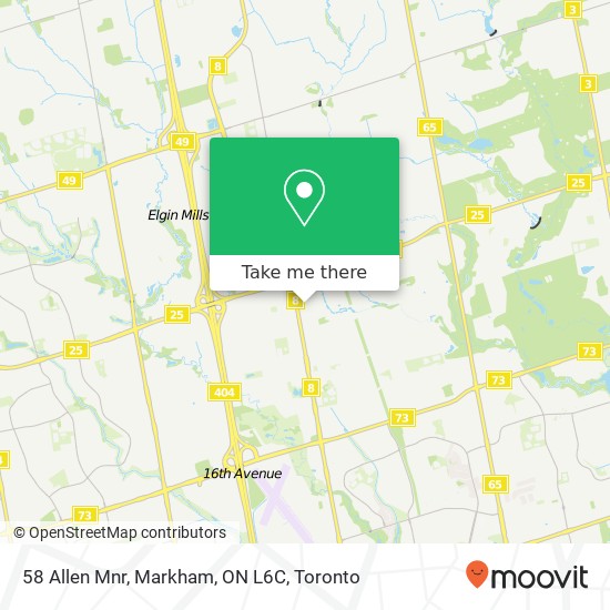 58 Allen Mnr, Markham, ON L6C map