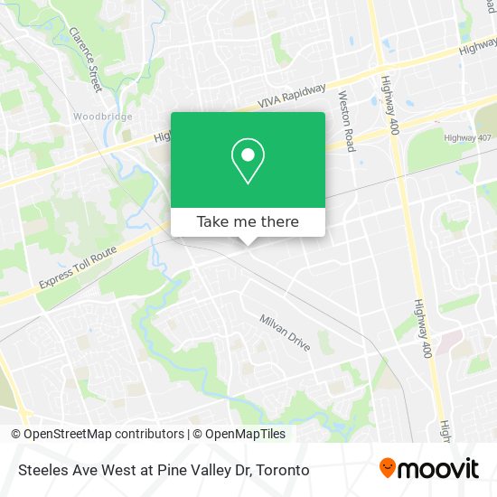 Steeles Ave West at Pine Valley Dr map