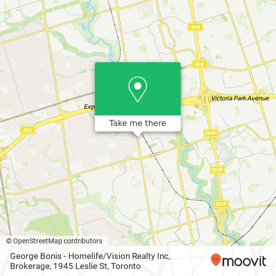 George Bonis - Homelife / Vision Realty Inc, Brokerage, 1945 Leslie St map