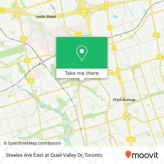 Steeles Ave East at Quail Valley Dr map
