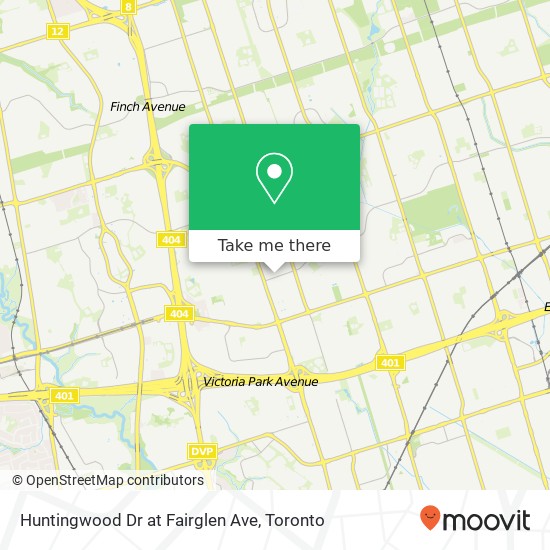 Huntingwood Dr at Fairglen Ave map