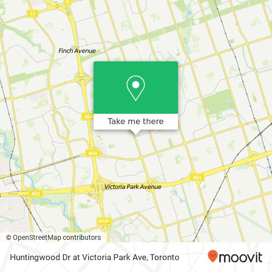 Huntingwood Dr at Victoria Park Ave map