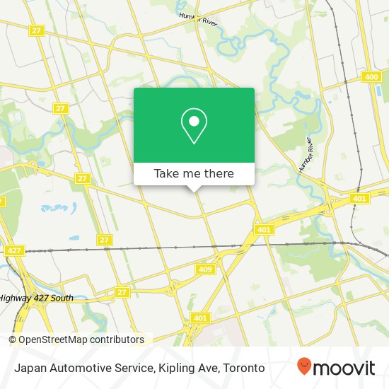 Japan Automotive Service, Kipling Ave map