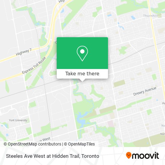 Steeles Ave West at Hidden Trail map