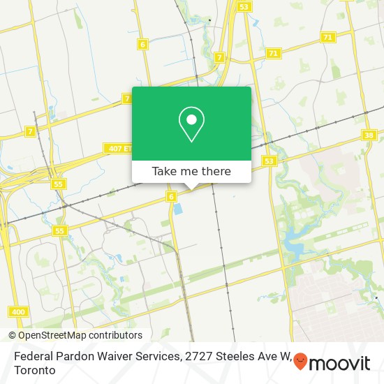 Federal Pardon Waiver Services, 2727 Steeles Ave W map