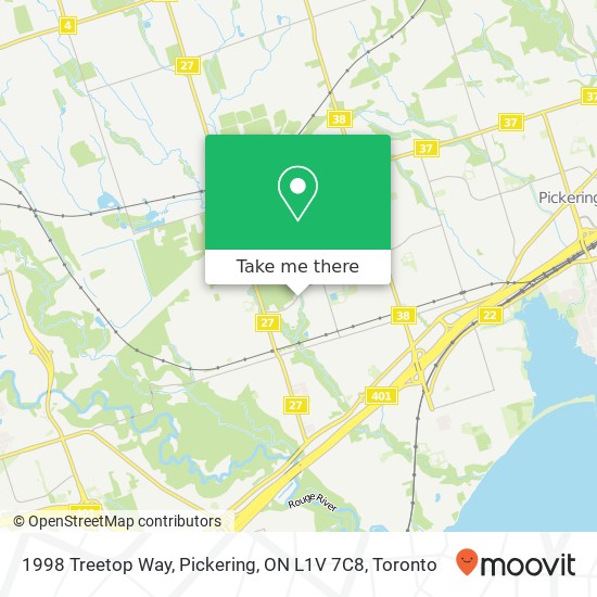 1998 Treetop Way, Pickering, ON L1V 7C8 map