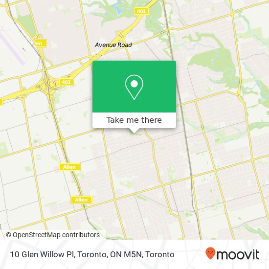 10 Glen Willow Pl, Toronto, ON M5N map