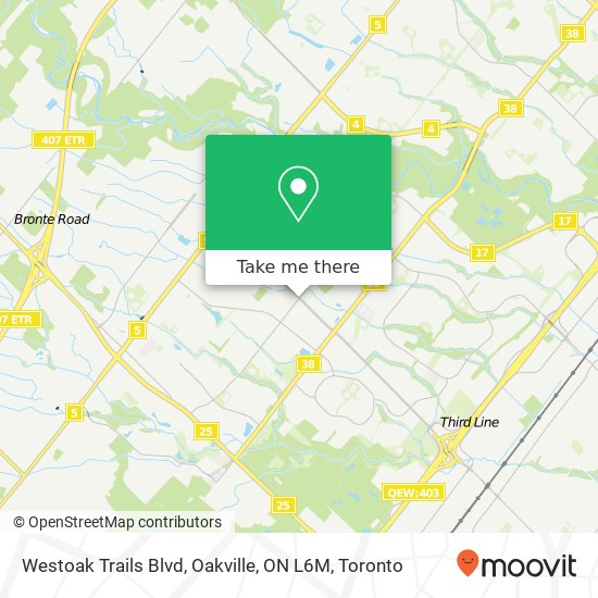 Westoak Trails Blvd, Oakville, ON L6M map