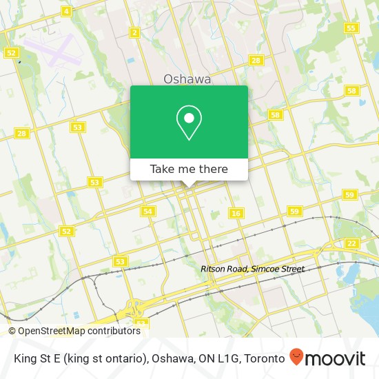 King St E (king st ontario), Oshawa, ON L1G map