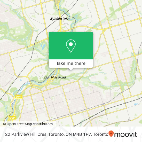 22 Parkview Hill Cres, Toronto, ON M4B 1P7 map