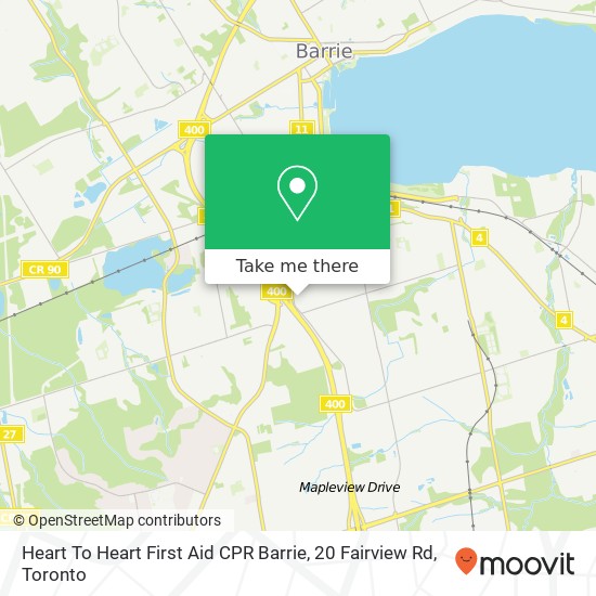 Heart To Heart First Aid CPR Barrie, 20 Fairview Rd map