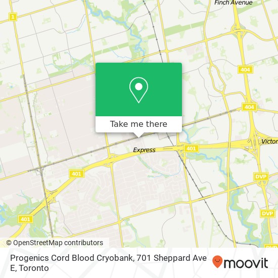 Progenics Cord Blood Cryobank, 701 Sheppard Ave E map