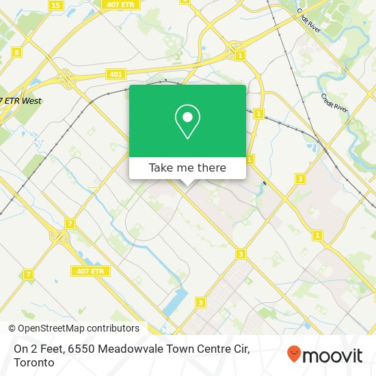 On 2 Feet, 6550 Meadowvale Town Centre Cir map