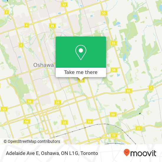 Adelaide Ave E, Oshawa, ON L1G map