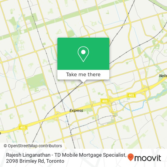Rajesh Linganathan - TD Mobile Mortgage Specialist, 2098 Brimley Rd map