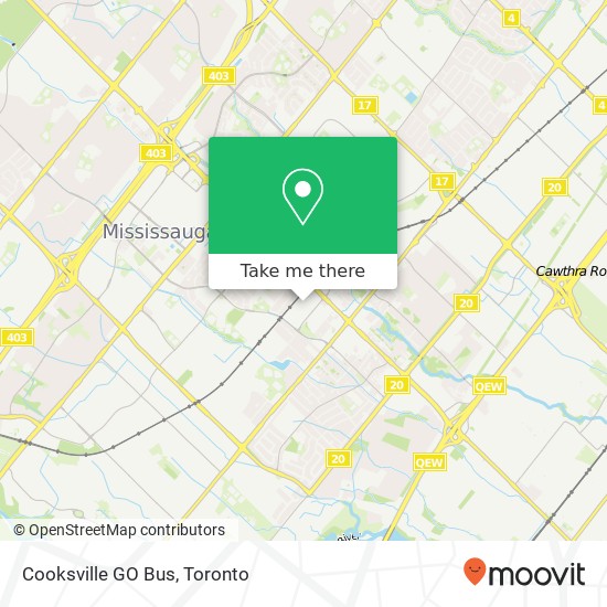 Cooksville GO Bus map