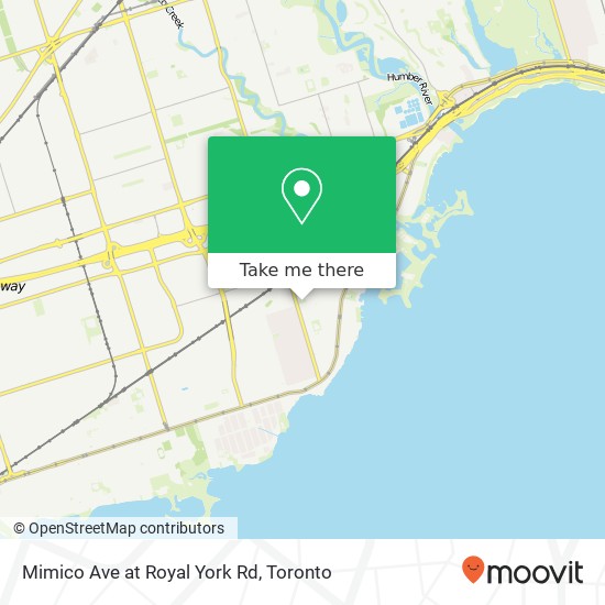 Mimico Ave at Royal York Rd map