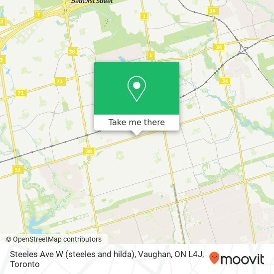 Steeles Ave W (steeles and hilda), Vaughan, ON L4J map