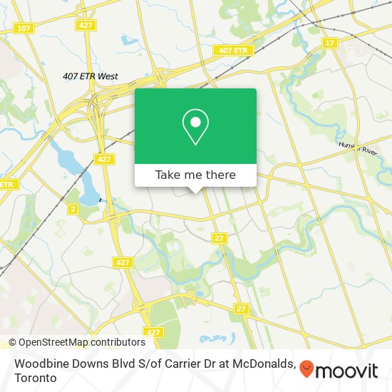Woodbine Downs Blvd S / of Carrier Dr at McDonalds map