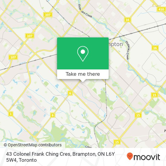 43 Colonel Frank Ching Cres, Brampton, ON L6Y 5W4 map