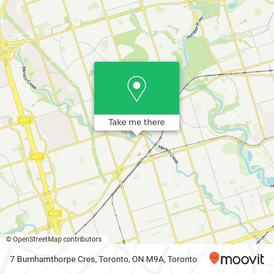 7 Burnhamthorpe Cres, Toronto, ON M9A map