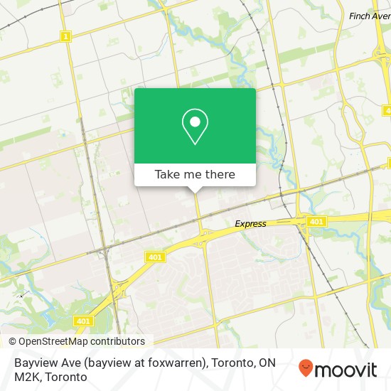 Bayview Ave (bayview at foxwarren), Toronto, ON M2K map