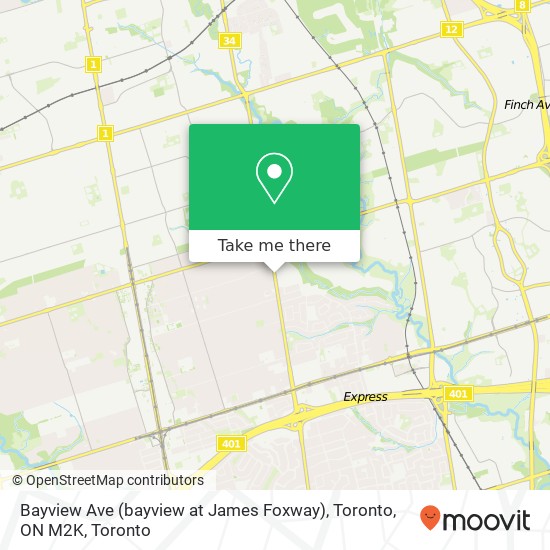 Bayview Ave (bayview at James Foxway), Toronto, ON M2K map