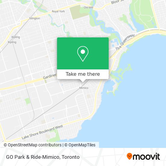 GO Park & Ride-Mimico map