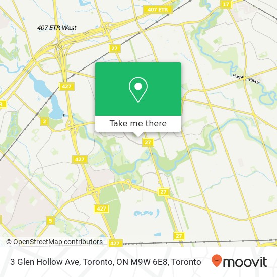 3 Glen Hollow Ave, Toronto, ON M9W 6E8 map