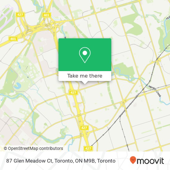 87 Glen Meadow Ct, Toronto, ON M9B map