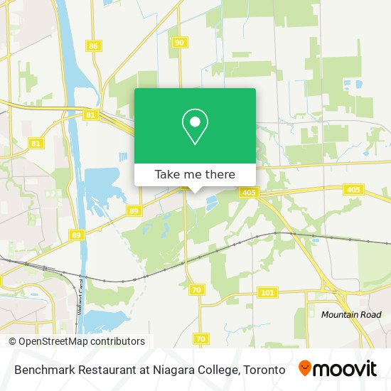 Benchmark Restaurant at Niagara College map