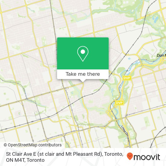 St Clair Ave E (st clair and Mt Pleasant Rd), Toronto, ON M4T map