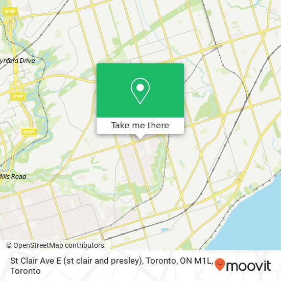 St Clair Ave E (st clair and presley), Toronto, ON M1L map