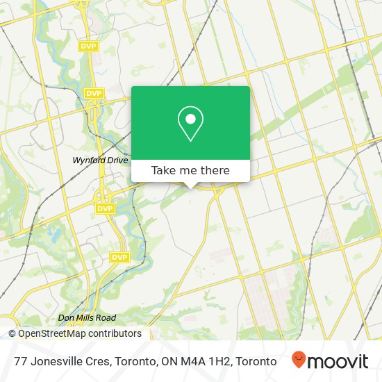 77 Jonesville Cres, Toronto, ON M4A 1H2 map