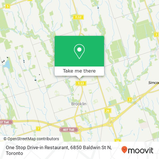 One Stop Drive-in Restaurant, 6850 Baldwin St N map