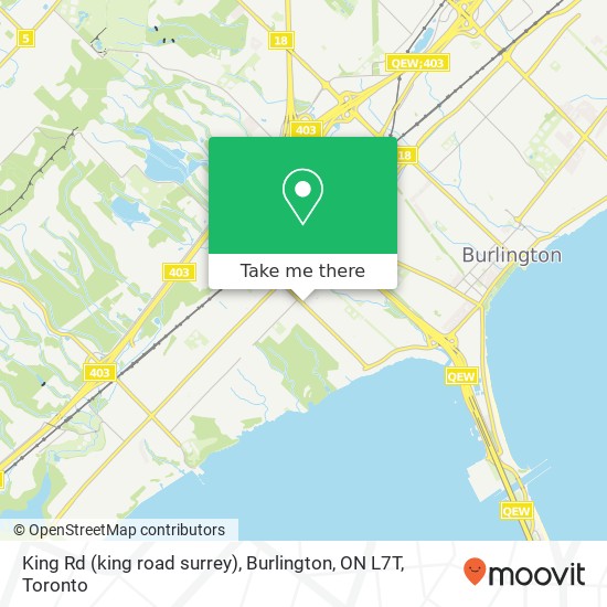 King Rd (king road surrey), Burlington, ON L7T map