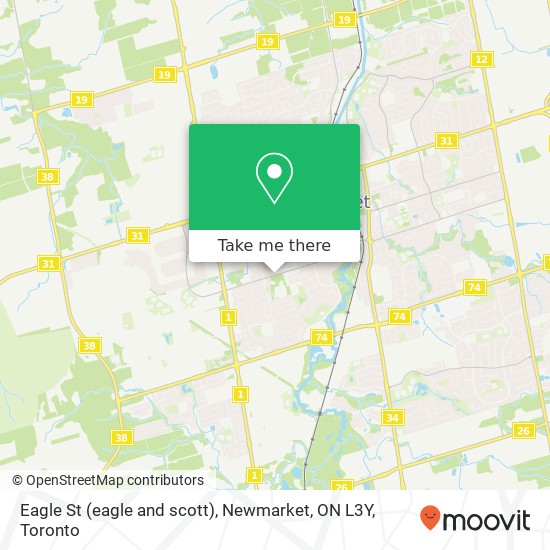 Eagle St (eagle and scott), Newmarket, ON L3Y map