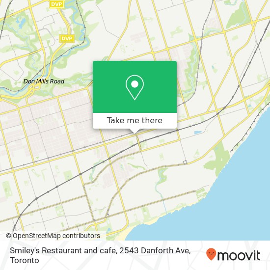 Smiley's Restaurant and cafe, 2543 Danforth Ave map