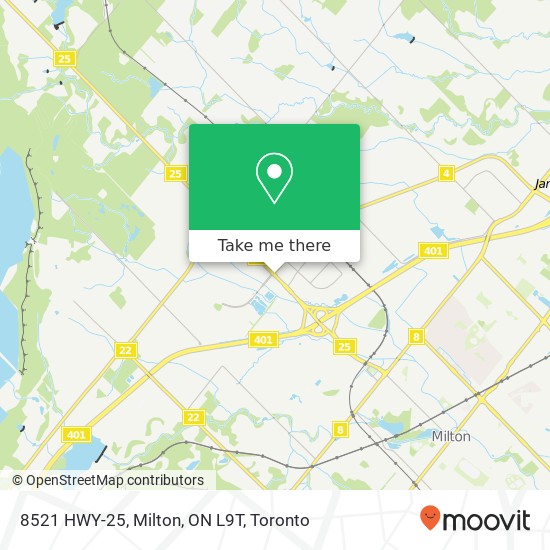 8521 HWY-25, Milton, ON L9T map